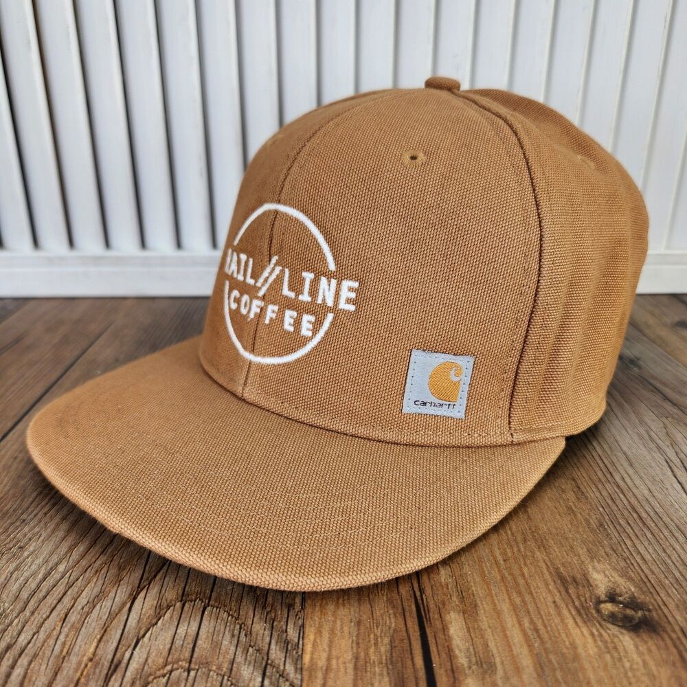 Carhartt Duck Canvas Rail Line Coffee Snapback Hat Cap Brown Logo Farming 101604